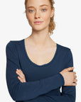 ORGANIC COTTON BLOUSE WITH LACE HEM