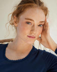 ORGANIC COTTON BLOUSE WITH LACE HEM
