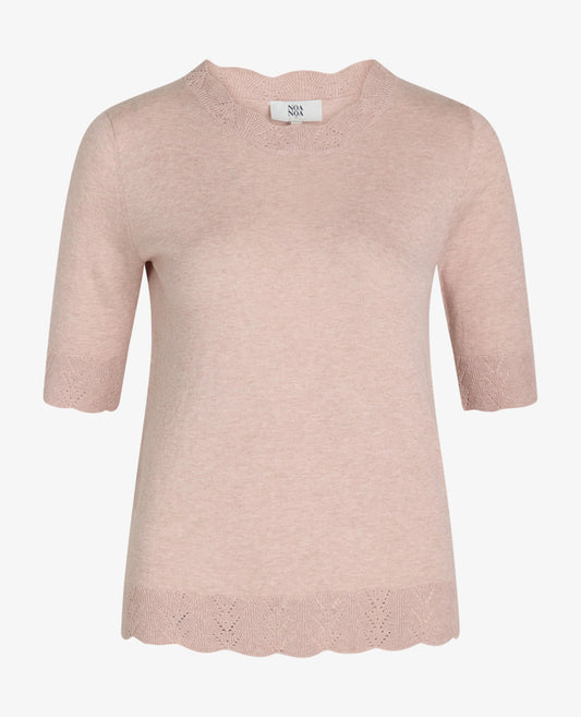 LOUISANN SHORT SLEEVE PULLOVER WITH POINTELLE