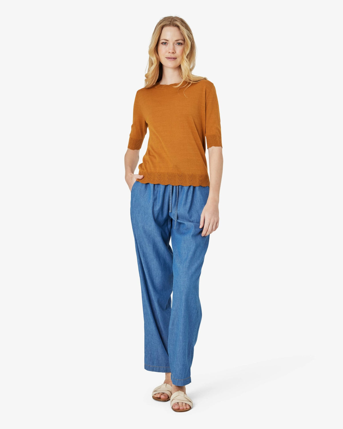 LOUISANN KORTÆRMET PULLOVER MED HULMØNSTER Noa Noa Strik