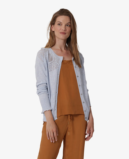 ESSENTIAL COTTON MELANGE CARDIGAN