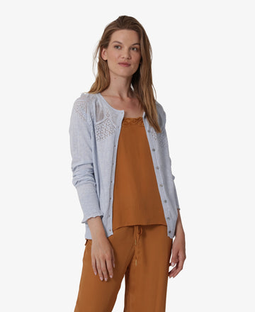 ESSENTIAL COTTON MELANGE CARDIGAN