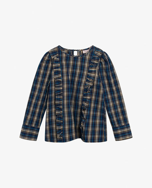 MINI ORG BLUE CHECK BLOUSE