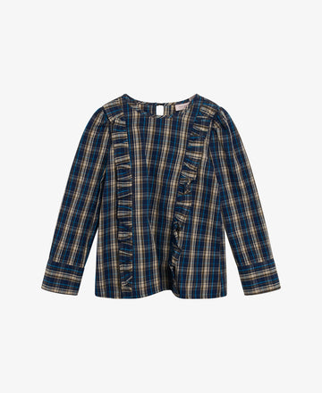 MINI ORG BLUE CHECK BLOUSE