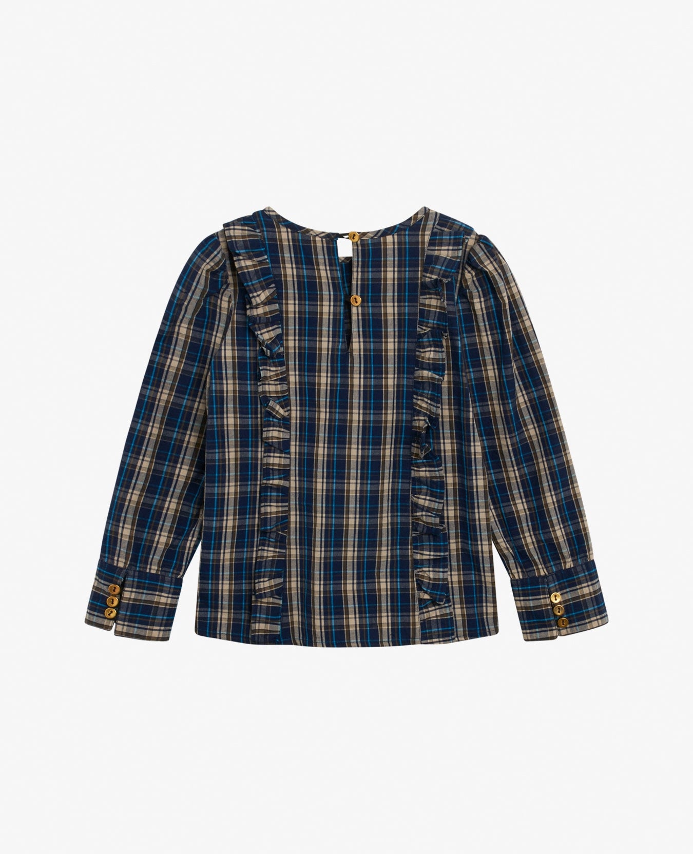 MINI ORG BLUE CHECK BLOUSE