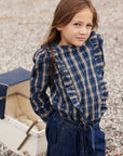 MINI ORG BLUE CHECK BLOUSE Molly´s Collective ApS Bluser
