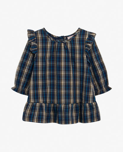 BABY ORG BLUE CHECK DRESS