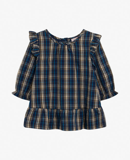 BABY ORG BLUE CHECK DRESS