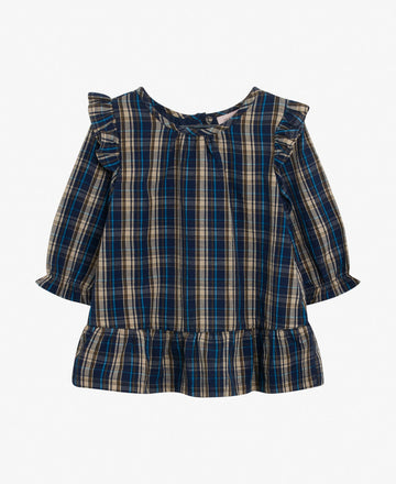 BABY ORG BLUE CHECK DRESS