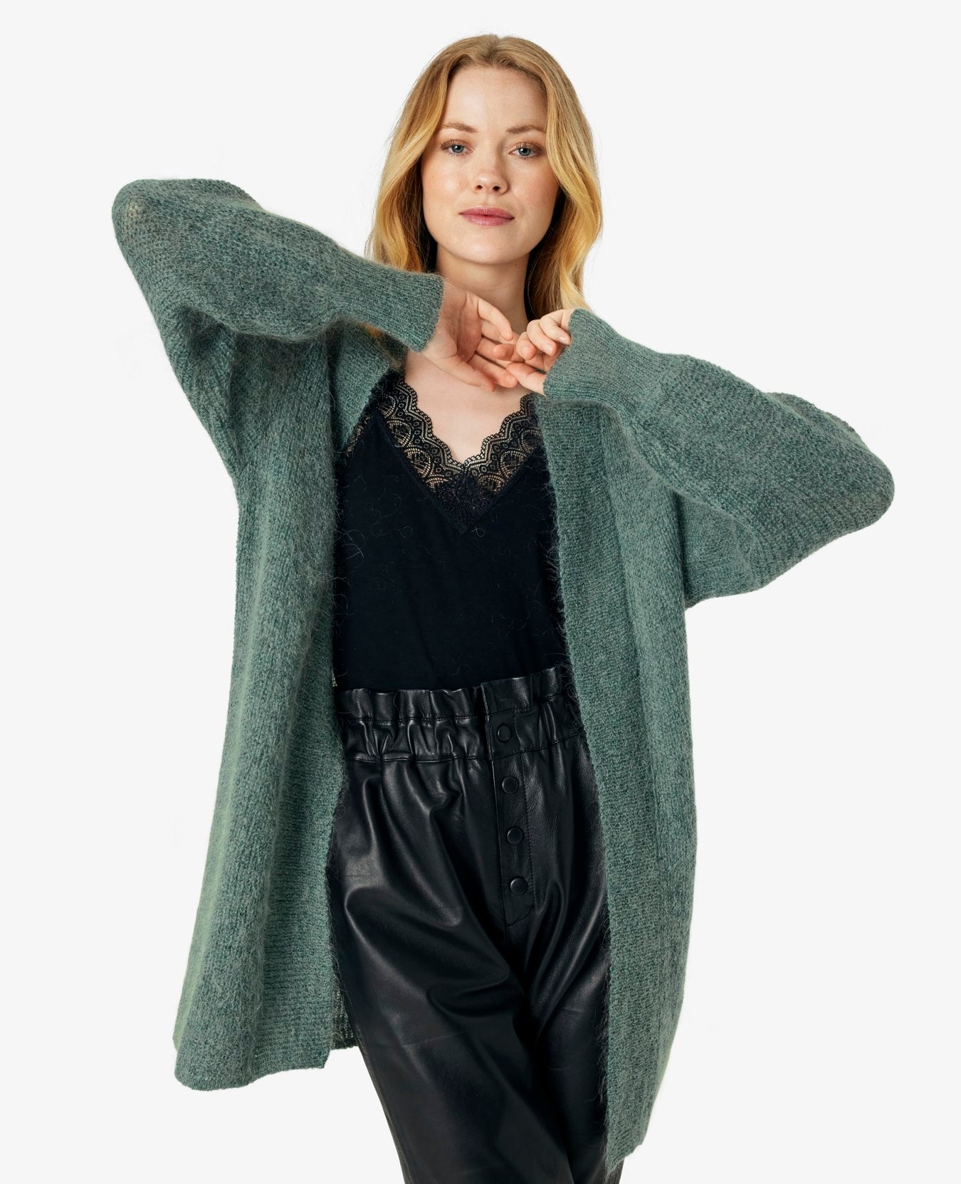 MYRANN LONG MOHAIR MIX CARDIGAN