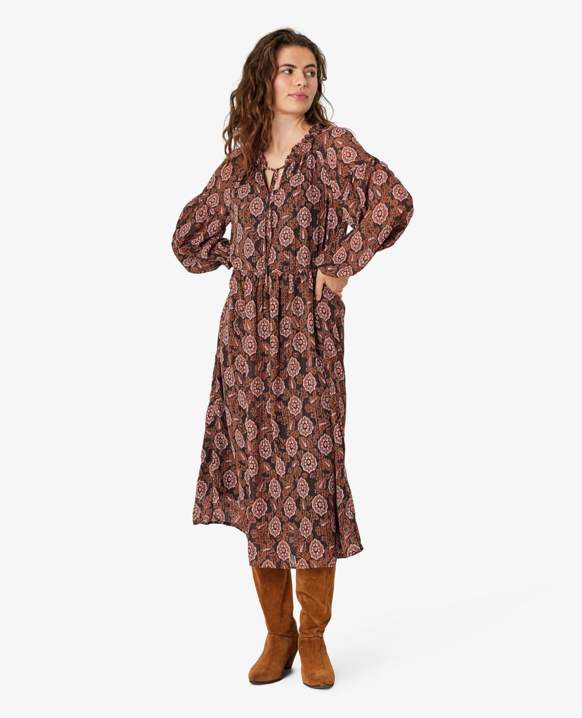 NICOLINENN MØNSTRET KJOLE Noa Noa Long sleeve dresses