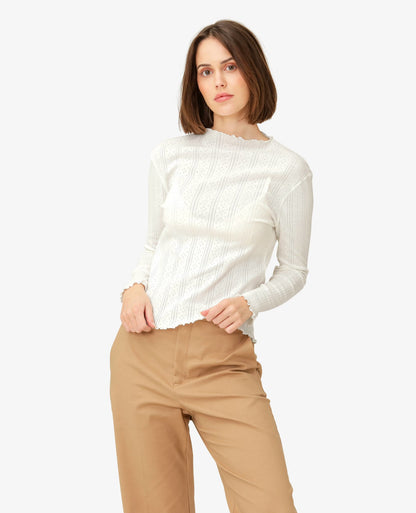 MINDYNN ORGANIC POINTELLE BLOUSE