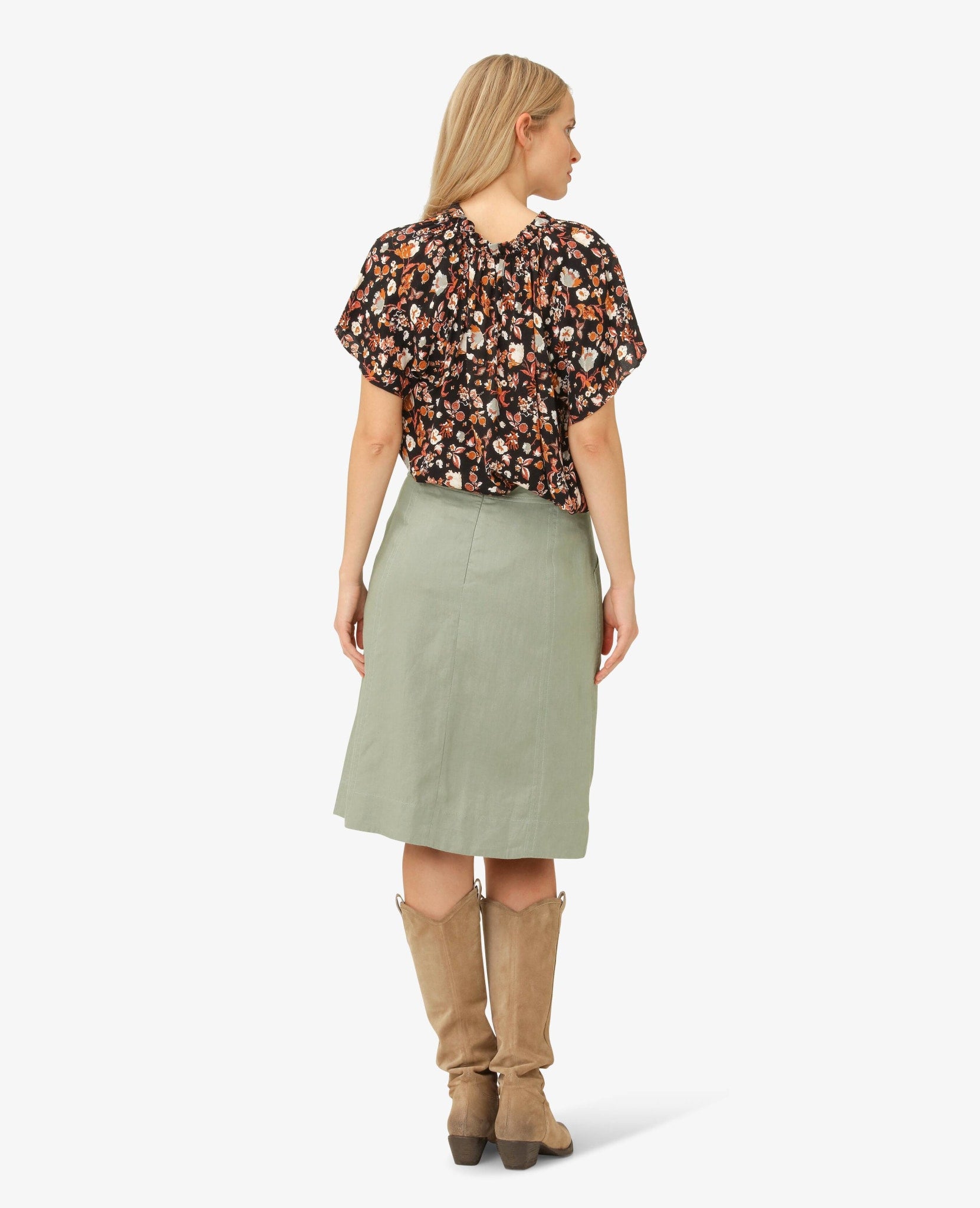 side pockets Noa Noa midi linen Global LiseNN skirt with –